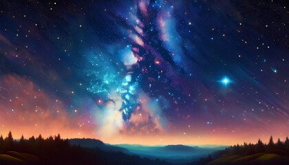 Fototapeta premium stars and galaxy outer space sky night universe background incredibly beautiful milky way with stars summer