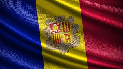 Andorra flag with realistic silky wave texture