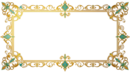 Photo of luxury golden Arabic Islamic text box title frame isolated on transparent background