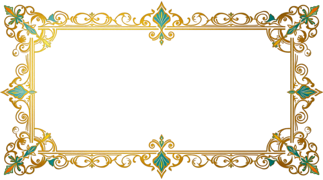 Photo of luxury golden Arabic Islamic text box title frame isolated on transparent background