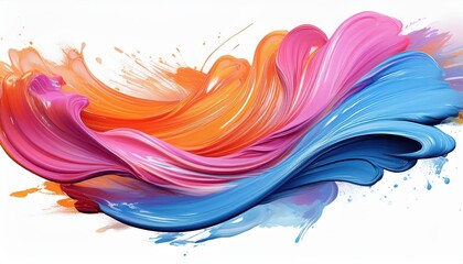 Vibrant Abstract Painting Dynamic Brushstrokes in Blue, Pink, and Orange Hues Creating a Lively Canvas