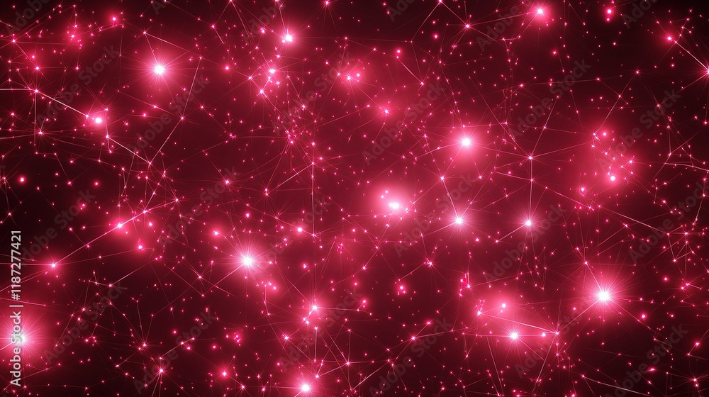 Poster bright pink led background with connecting lines and dots