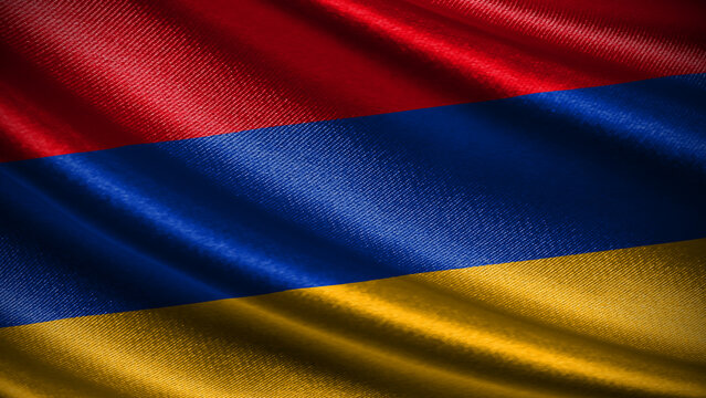 Armenia flag with realistic silky wave texture