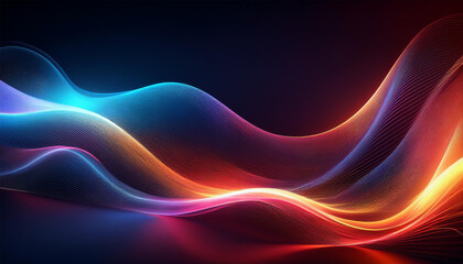 Naklejka premium abstract gradient wave on dark background with light effects