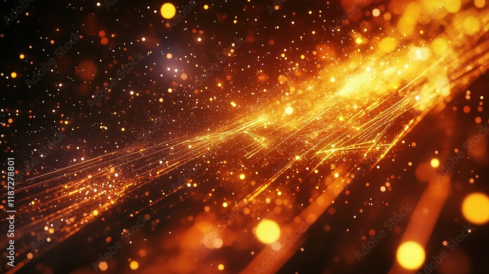 Poster abstract technology network background with dynamic lines and glow