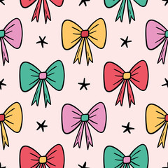 Fototapeta premium Bows Pattern Coquette Bow Background Bow Seamless Pattern