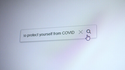 A search bar with the entering query Protect yourself from COVID
