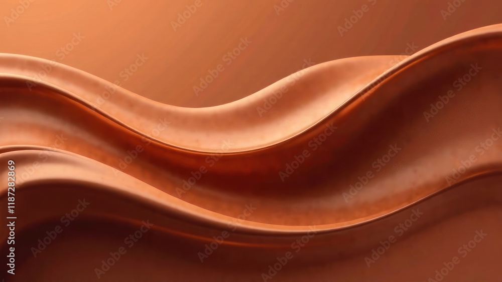 Poster abstract design of smooth mocha mousse-colored waves flowing in fluid motion, with soft blurred edge