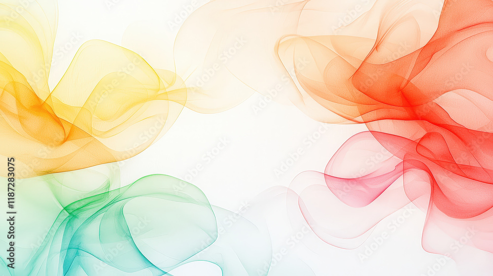 Aufkleber Bright swirls of red, green, and yellow float against a light background, creating a vibrant abstract design for artistic projects