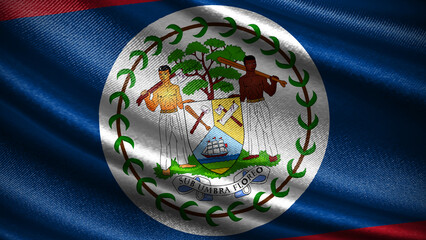 Belize flag with realistic silky wave texture