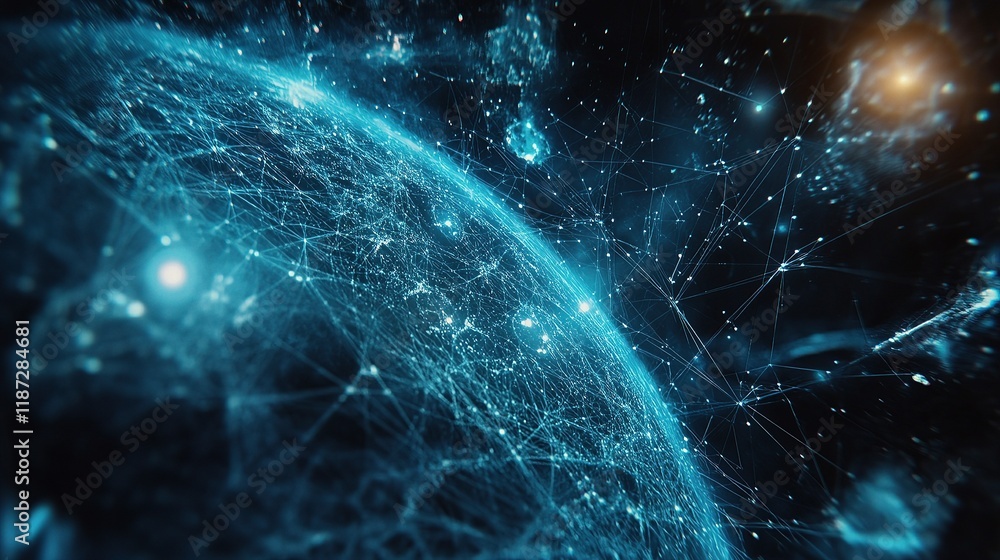 Poster global telecommunication network and infrastructural lines in space
