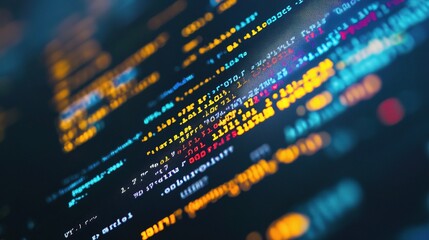 Obraz premium Dynamic Computer Code Display with Vibrant Colors and Lines