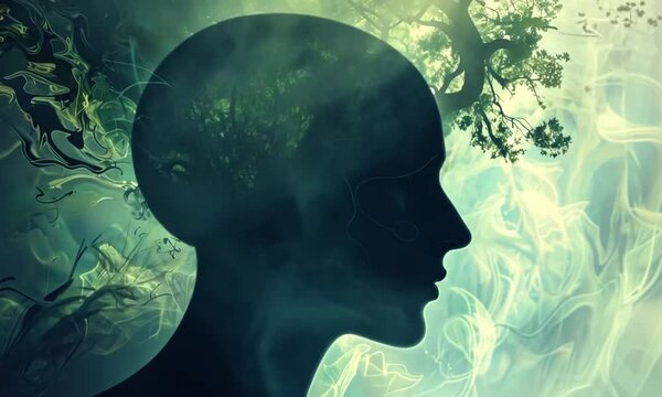 A human silhouette filled with colorful thoughts symbolizing self-analysis