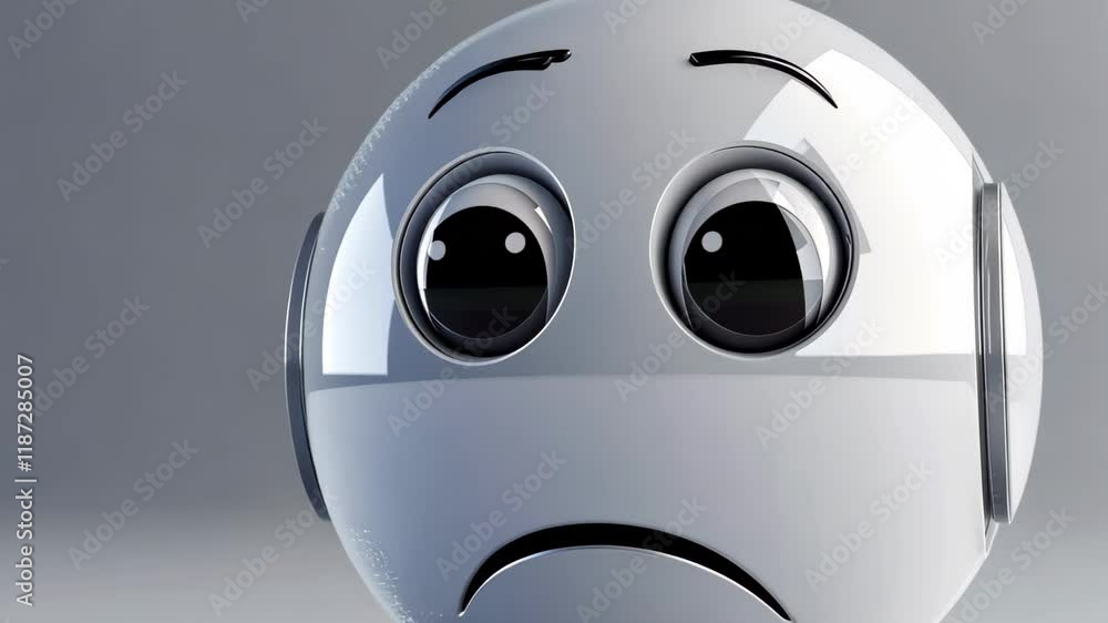 Poster Emotional 3D character displays sadness in a minimalist setting with high detail and vibrant colors in 4K resolution