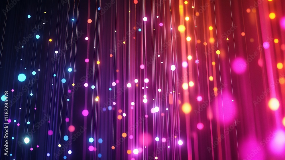 Poster abstract background of colorful lines and soft glowing dots