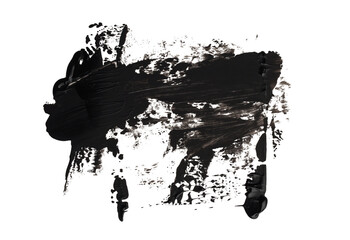 Obraz premium Art Oil, Acrylic ink grain smear painting blot shape element. Abstract relief grunge, dirty texture black brush stroke stain on white background.