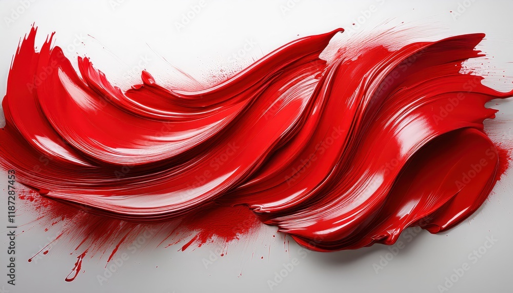 Poster vibrant red brushstrokes dance dynamically on a white canvas against a pure background abstract artw