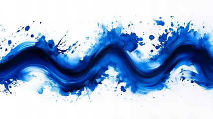Obraz premium Abstract blue wave painting. Dynamic brushstrokes and splatters create a sense of movement and energy.