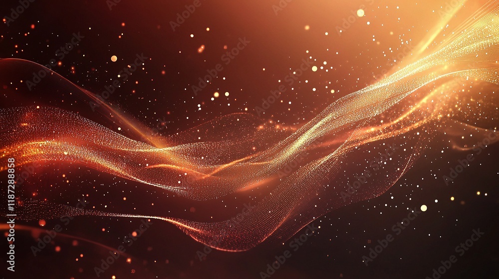 Aufkleber abstract technology background with flowing lines and particles