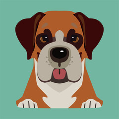 Cartoon card with boxer dog. 