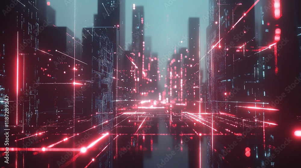 Poster futuristic network background with interconnected lines and structures