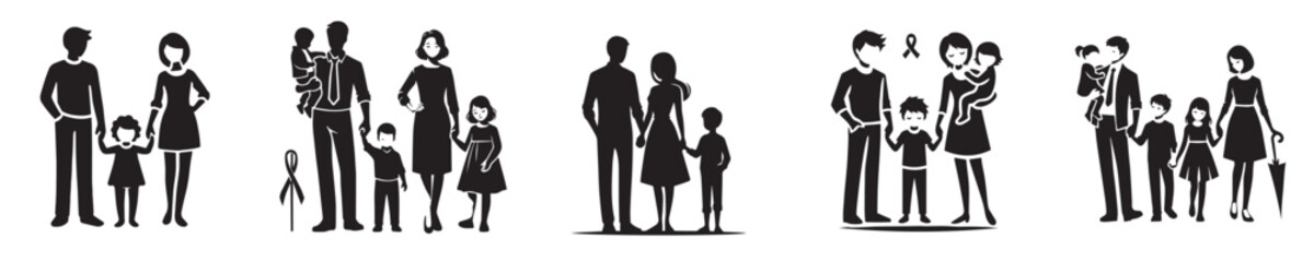 vector collection of happy family silhouettes