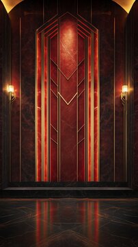 Elegant Red Marble Backdrop with Golden Lines - made with Generative AI