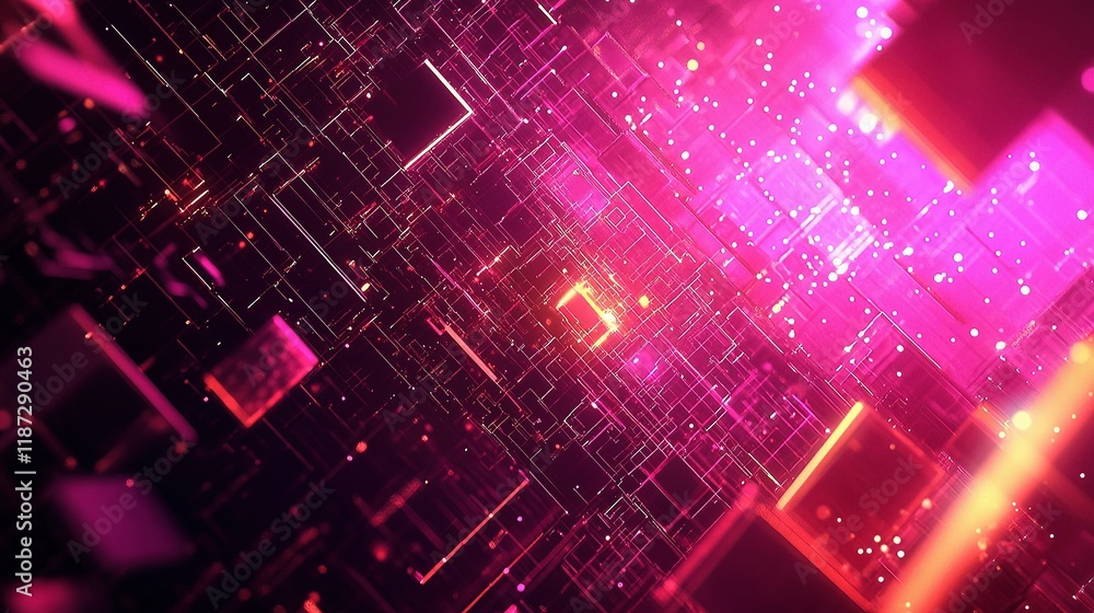 Poster abstract 3d mesh graph with interconnected data and vibrant colors