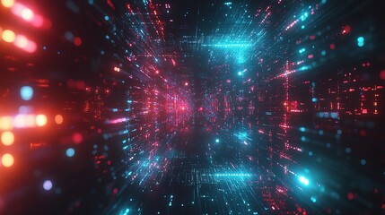 Obraz premium Abstract Futuristic Network Illustration with Bright Colorful Lines