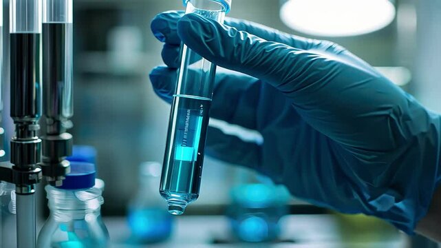checking tap water water in a test tube. Selective focus