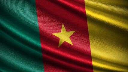Cameroon flag with realistic silky wave texture