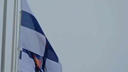 Finnish flag outdoors waving on the wind - Powered by Adobe