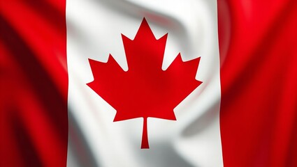 Canadian Flag with Fabric Texture and Maple Leaf
