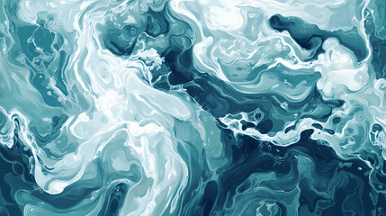 Aerial drone shot of ocean spray, whitecaps, sea foam, spindrift, waves. Sundrift. Illustration