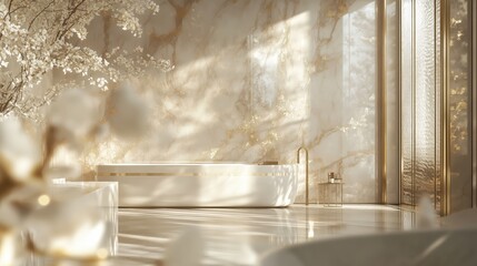Minimalist Bathroom Design: White and Beige with Natural Light and Clean Lines - made with Generative AI