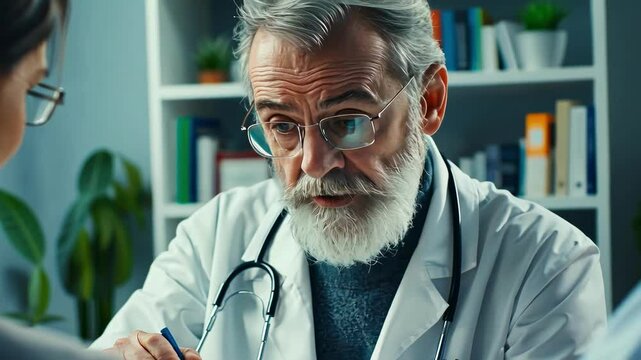 a doctor writes a prescription for pills to a patient. Selective focus