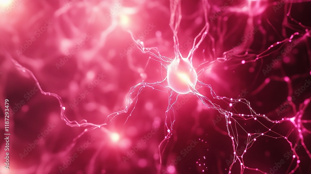 Aufkleber abstract background with pink neurons and connecting lines for science