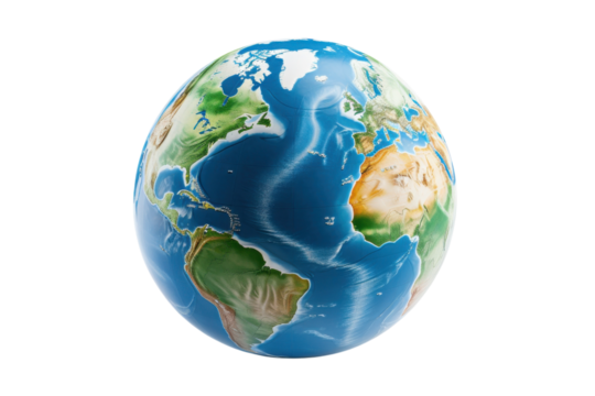 Globe showing continents and oceans in a realistic design for educational purposes and global awareness