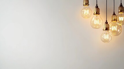 Luxurious hanging lamps in various shapes and colors displayed on a white wall, creating an inviting modern home decor atmosphere