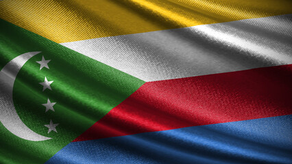 Comoros flag with realistic silky wave texture