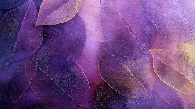 Close-up of purple leaf textures with abstract patterns for nature-inspired visuals