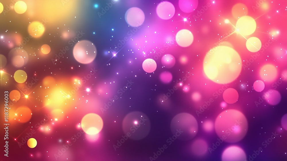 Poster colorful gradient background with bokeh and sparkling lights