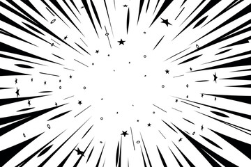 Comic book black and white speed lines background. Comic zoom lines background