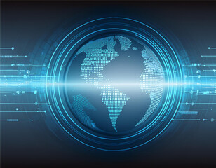 Obraz premium world with abstract futuristic graphic template for communication tech and business concept illustration