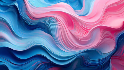 abstract waves of blue and pink paint