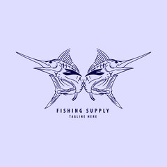 Two Marlin Fish Vector Hand Draw Design