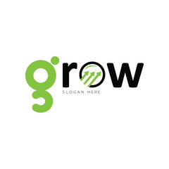 Stylish "G" grow logo, Stylish "O" with grow concept, Company growth logo, Arrow  showing the grow up your work. click and enjoy