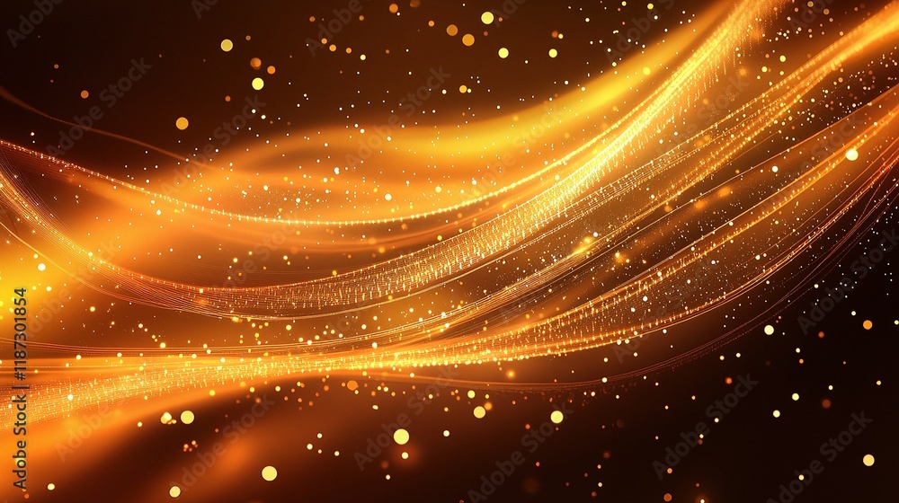 Poster abstract technology background with golden lines and dots animation