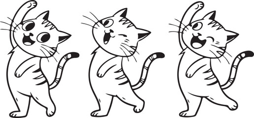 Funny cat silhouette and vector illustration