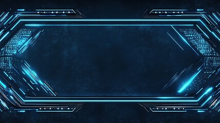 Fototapeta premium Dynamic Blue LED Technology Banner with High-Tech Digital Lines